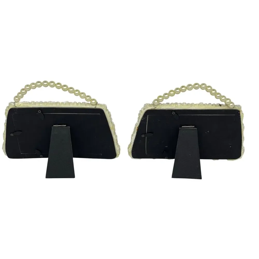 Set of 2 Life’s Impression Floral Picture‎ Frames Pearl Handle 5x3.5 No Glass